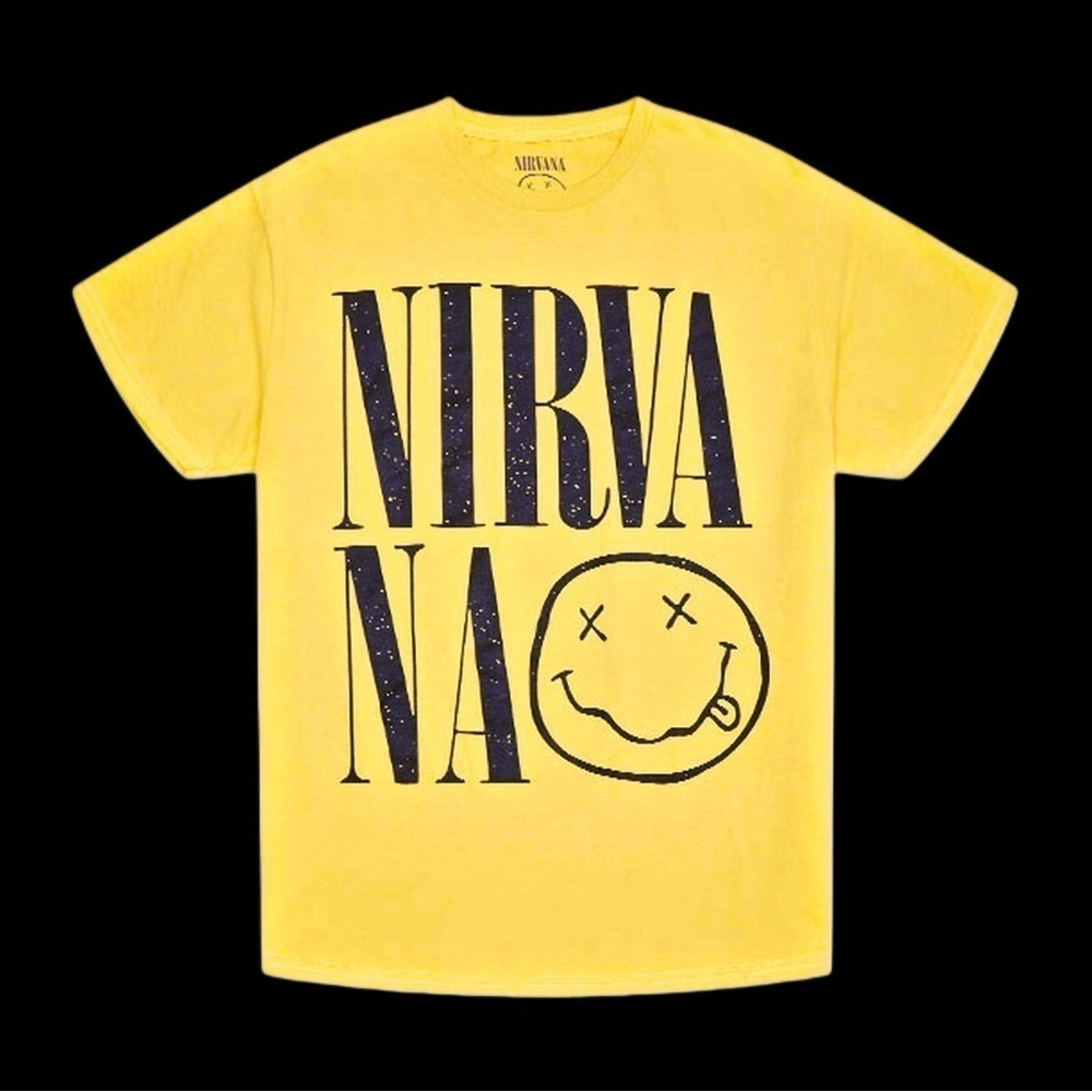 (NWOT) Nirvana Smiley Face Graphic Tee | Vintage-Inspired Rock Band T-Shirt | S